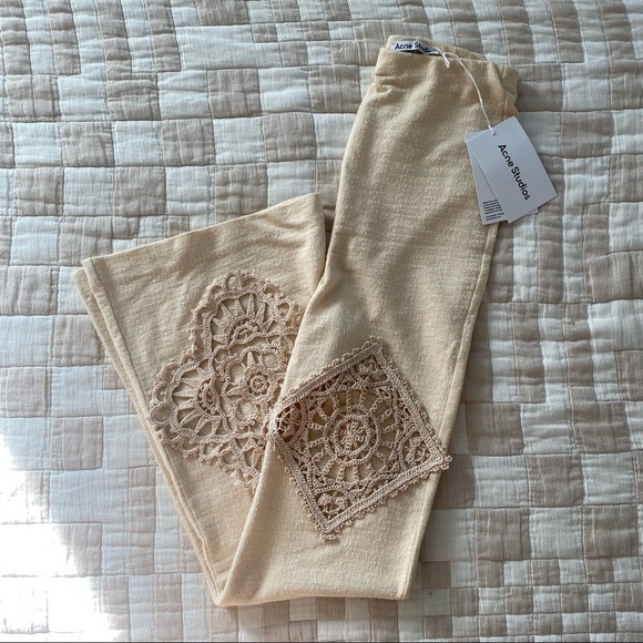 NWT Acne Studios Evelta Crochet Trimmed Cotton Pants - Picture 5 of 8